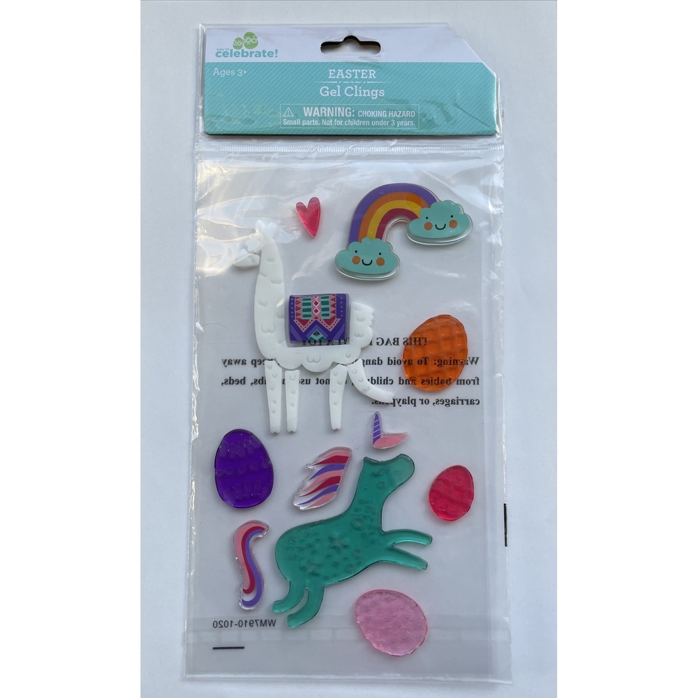 NEW MAGICAL Mystical Unicorn LLAMA Rainbow Window Gel Clings Decorations 17 pcs!